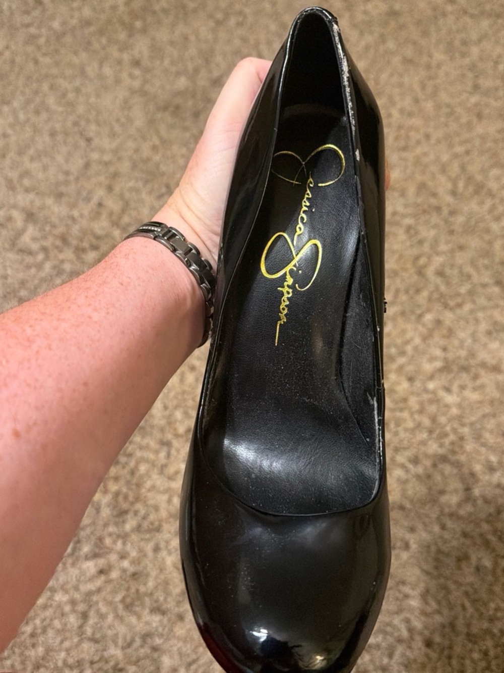 Jessica Simpson Black Patent Round-Toe Pump